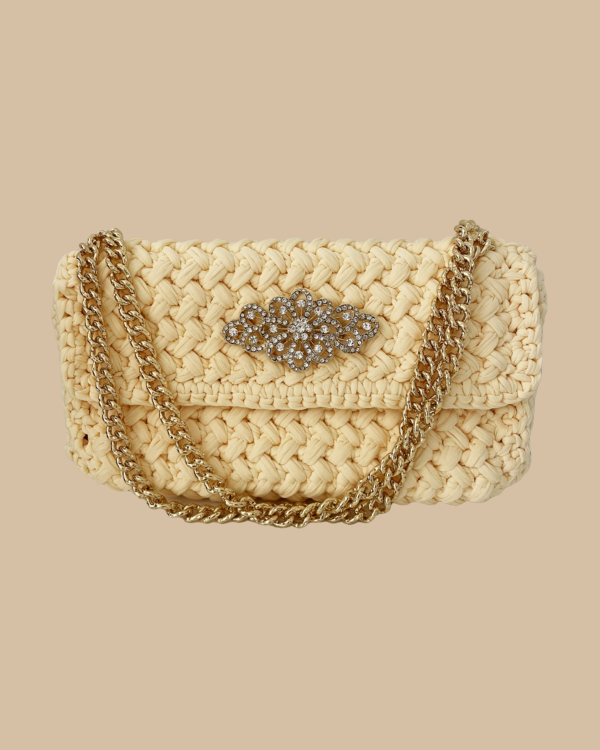 Sac en crochet fait main modèle Angèle Crème